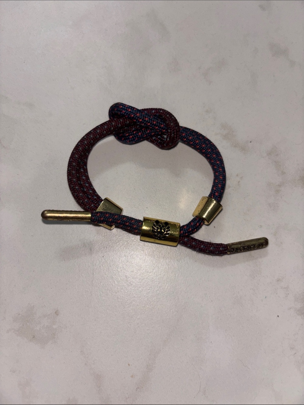 Knot Hair Tie with Gold Accents in Burgundy and Navy